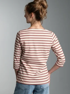 3/4 Arm T Shirt mit Ringelmuster "Sail" Mahagoni