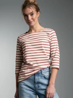 3/4 Arm T Shirt mit Ringelmuster 
