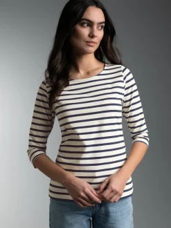 3/4 Arm T Shirt mit Ringelmuster "Sail" Natur