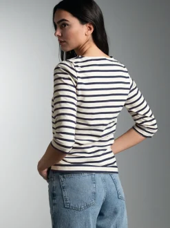 3/4 Arm T Shirt mit Ringelmuster 