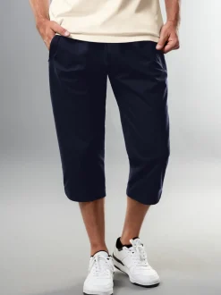 3/4 Freizeithose aus Baumwolle Navy