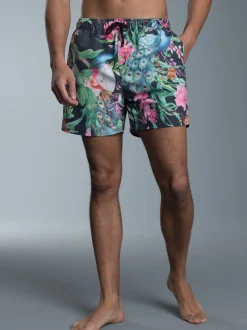 Bade-/Freizeitshorts mit Druckmotiv Anthrazit
