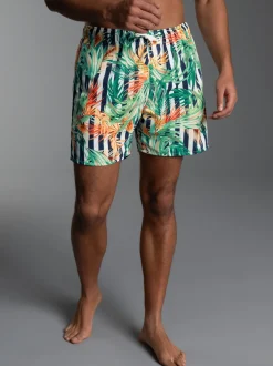 Bade-/Freizeitshorts mit Druckmotiv Weiss