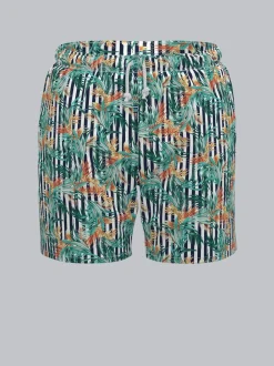 Bade-/Freizeitshorts mit Druckmotiv Weiss
