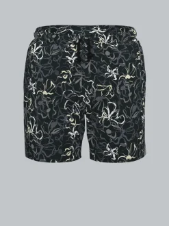Bade-/Freizeitshorts mit Druckmotiv Schwarz