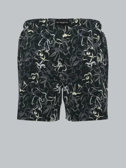 Bade-/Freizeitshorts mit Druckmotiv Schwarz