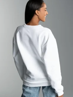 Basic Sweatshirt mit weicher Innenseite Weiss