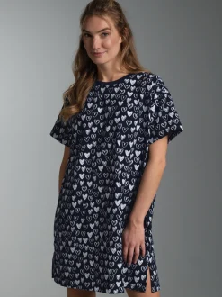 Bigshirt mit Allover Herz Print Navy