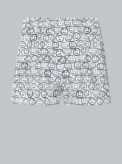 Boxer-Shorts mit freundlichem Smiley-Muster Weiss
