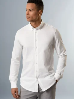 Business-Hemd aus DELUXE-Single-Jersey Weiss