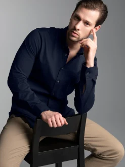 Business-Hemd aus DELUXE-Single-Jersey Navy