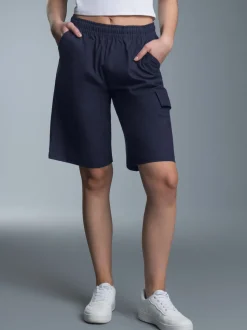 Cargo-Bermuda aus 100% Baumwolle Navy