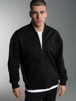 Collegejacke in weicher Sweat-Qualität Schwarz
