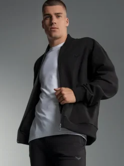 Collegejacke in weicher Sweat-Qualität Schwarz