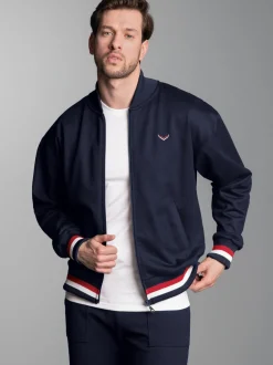 Collegejacke mit kontrastfarbigen Elementen Navy