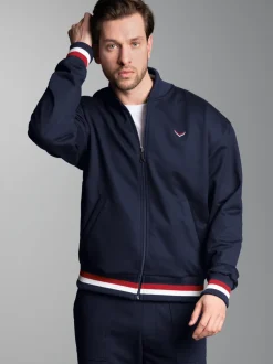 Collegejacke mit kontrastfarbigen Elementen Navy