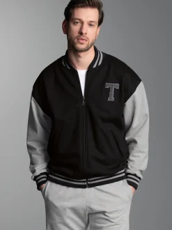 Collegejacke mit praktischen Eingrifftaschen Schwarz
