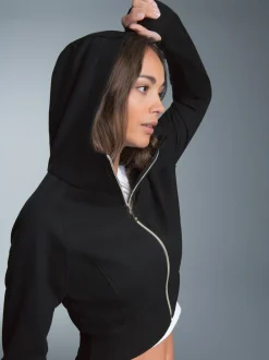 Cropped Kapuzenjacke Schwarz