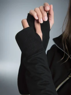 Cropped Kapuzenjacke Schwarz