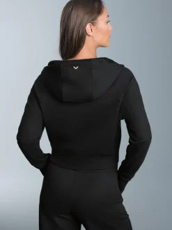 Cropped Kapuzenjacke Schwarz