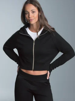 Cropped Kapuzenjacke Schwarz