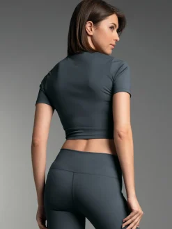 Cropped Sport T-Shirt Anthrazit