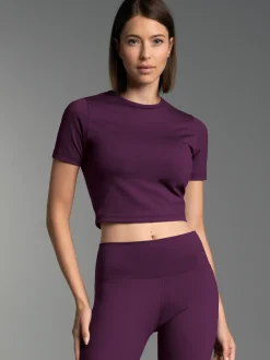 Cropped Sport T-Shirt Aubergine