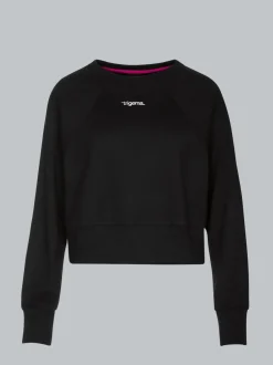 Cropped Sweatshirt in leichter Qualität Schwarz