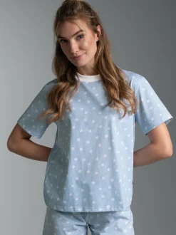 Cropped T Shirt mit Allover "Punkt" Muster Horizont