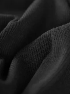 Cropped Top aus elastischem Doppelripp Schwarz
