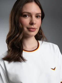 Deutschland T Shirt mit kontrastfarbigen Bündchen Weiss