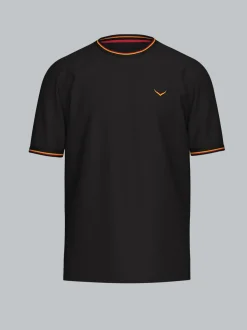 Deutschland T Shirt mit kontrastfarbigen Bündchen Schwarz