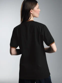 Deutschland T Shirt mit kontrastfarbigen Bündchen Schwarz