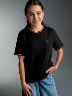 Deutschland T Shirt mit kontrastfarbigen Bündchen Schwarz