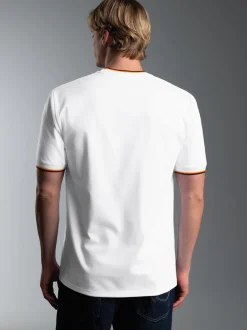 Deutschland T Shirt mit kontrastfarbigen Bündchen Weiss