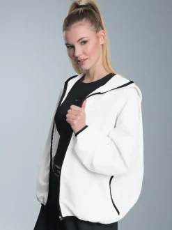 Dünne Kapuzenjacke mit praktischen Taschen Weiss