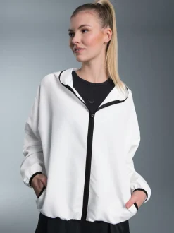Dünne Kapuzenjacke mit praktischen Taschen Weiss