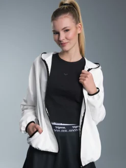 Dünne Kapuzenjacke mit praktischen Taschen Weiss