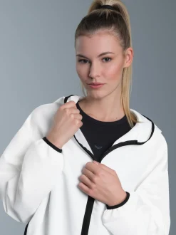 Dünne Kapuzenjacke mit praktischen Taschen Weiss