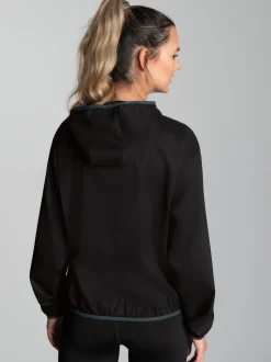Dünne Kapuzenjacke mit praktischen Taschen Schwarz