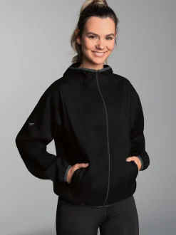 Dünne Kapuzenjacke mit praktischen Taschen Schwarz