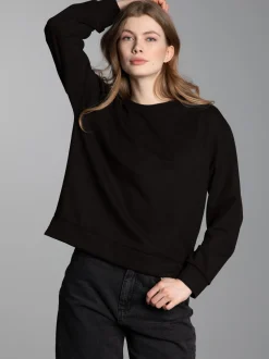 Dünnes Sweatshirt in weicher Qualität Schwarz