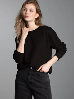 Dünnes Sweatshirt in weicher Qualität Schwarz