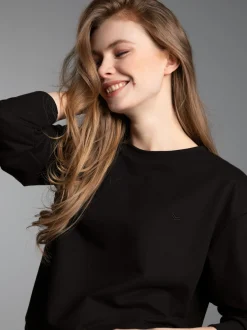 Dünnes Sweatshirt in weicher Qualität Schwarz