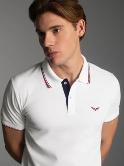 Dreifarbiges Polohemd Weiss