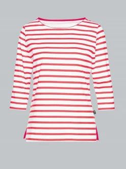 Dreiviertelarm Shirt mit RingelmusterKoralle