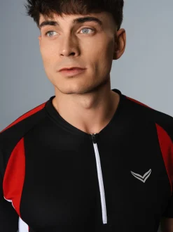 Fahrradtrikot aus atmungsaktivem COOLMAX®-Material Schwarz