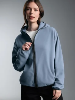 Fleece Kapuzenjacke Pearl-blue