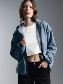 Fleece Kapuzenjacke Pearl-blue
