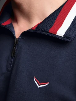 Freizeitanzug mit Ringelkragen und Kontraststreifen Navy